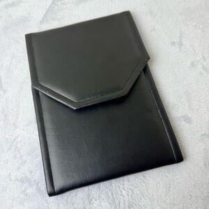 Folding Black Faux Leather Jewelry Storage Folding Case Satin Interior